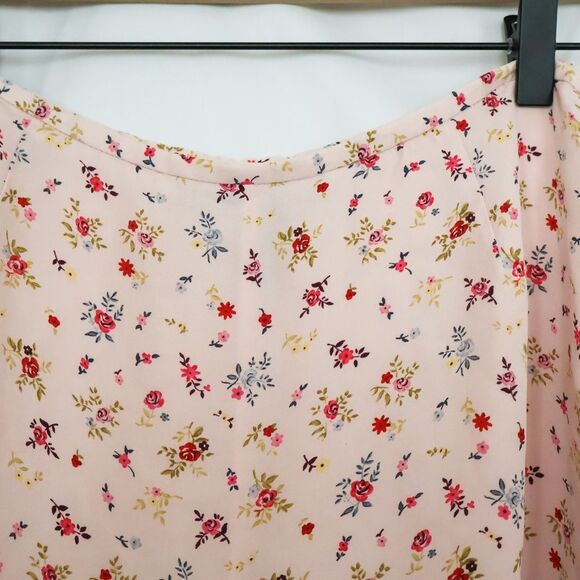 Josephine Chaus Pink Floral 100% Silk Ruffle Skirt - 12 - Picture 5 of 8